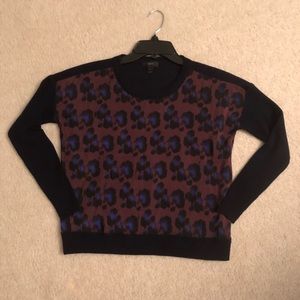 J crew animal print navy and red sweater